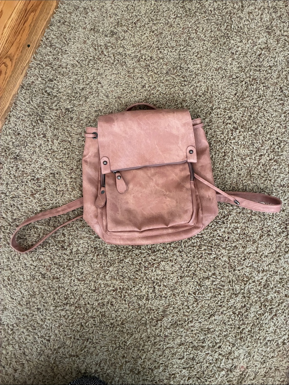 Ryan Marie rose colored Women’s Blush Pink Faux-Leather Backpack Purse